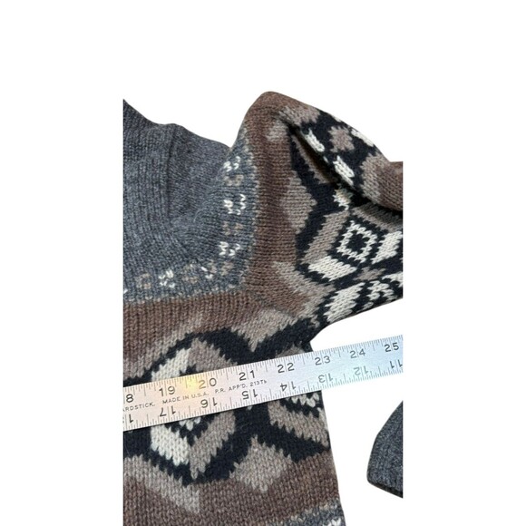 Y2K Eddie Bauer Mens Size Large Tall 1/4 Zip Pullover Aztec Geometric Sweater LT - Picture 5 of 6